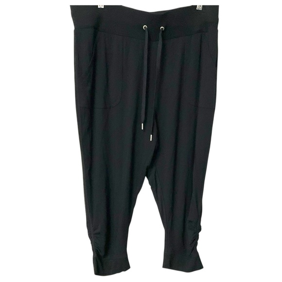 Liz Claiborne Black Pull-On Crop Joggers XL Women Lounge Casual Lightweight - Picture 2 of 7